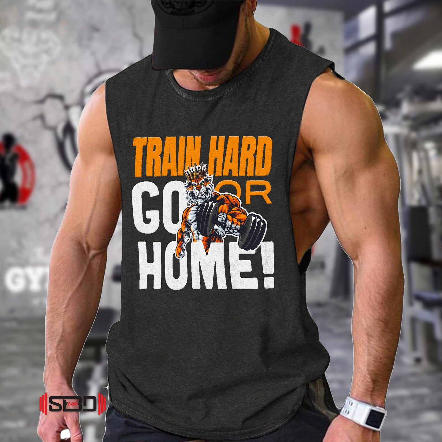 SBDLife "Train Hard" Skull Graphic Tank Top | Edgy Rock & Grunge Muscle Tee