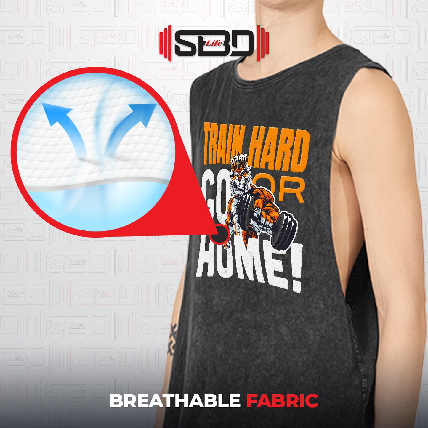 SBDLife "Train Hard" Skull Graphic Tank Top | Edgy Rock & Grunge Muscle Tee